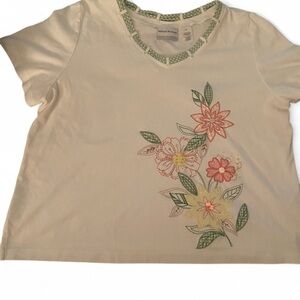 Alfred Dunner White and Green Checkered Blouse